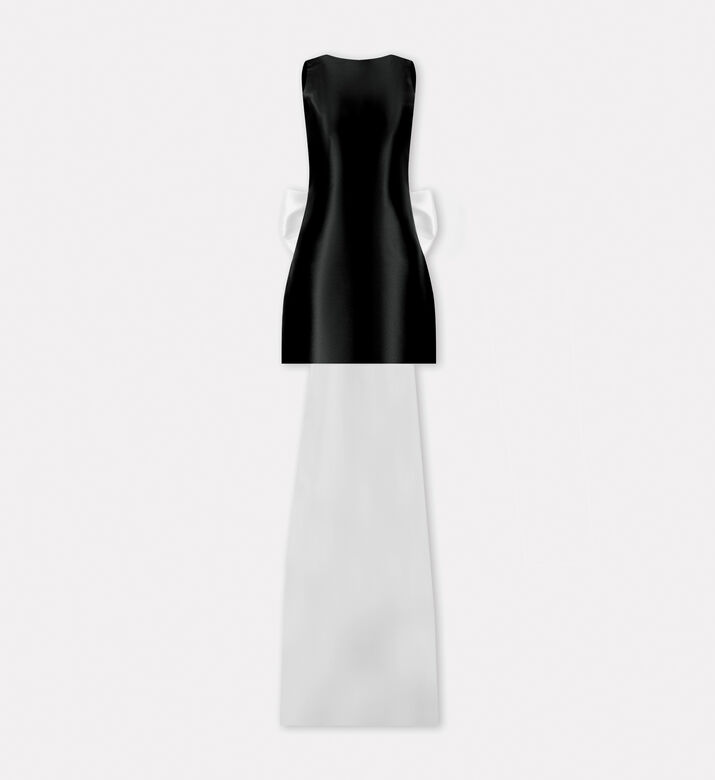 Savanna Oversized Bow Backless Mini Dress, Black, M, Packshot View