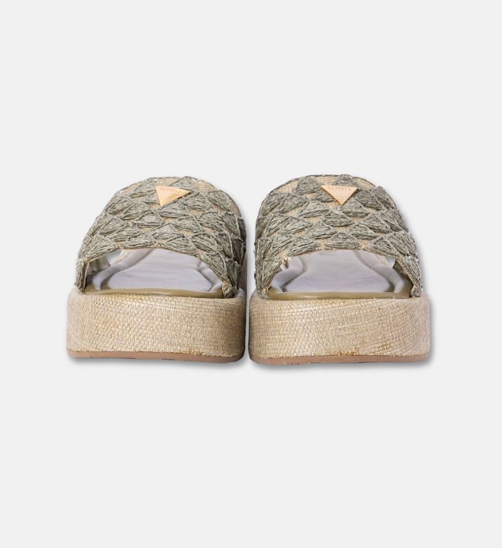 Schutz Shoes Sabot Bordado Cia, Olive, Eu-39, Packshot View