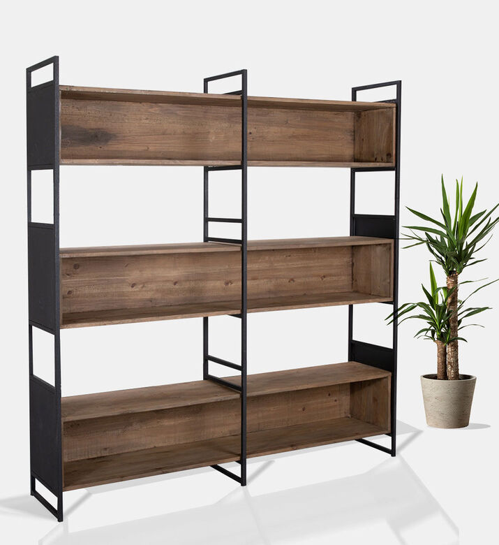 Home Deco and More Judy Iron Pine Bookcase, Packshot View Home Deco and More Judy Iron Pine Bookcase, Packshot View