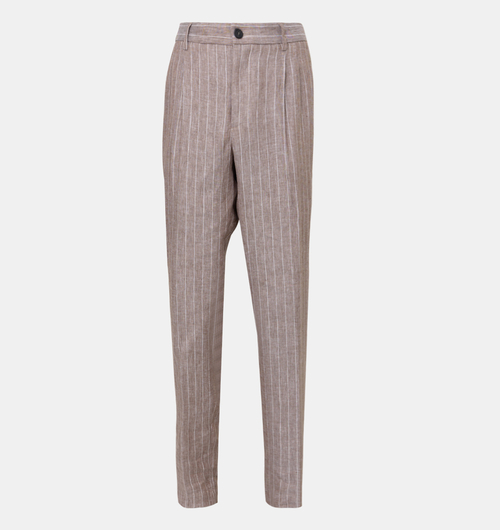 Striped Regular-fit Linen Pants