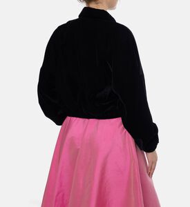 Blue For Burgundy Embellished Buttons Cropped Jacket, Black, 40, Model View