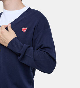 كارديغان محبوك برقعة ثعلب