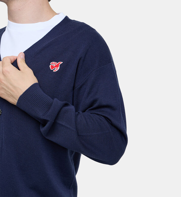 كارديغان محبوك برقعة ثعلب