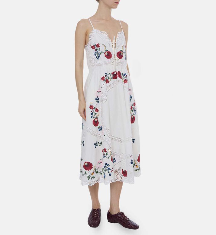 Multicolor Floral-embroidery Sleeveless Dress Multicolor Floral-embroidery Sleeveless Dress