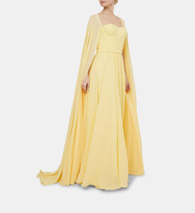 Chiffon Cape Sleeve Corset Dress