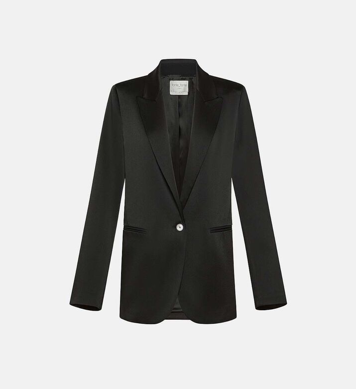 Shimmering Satin Single Button Blazer