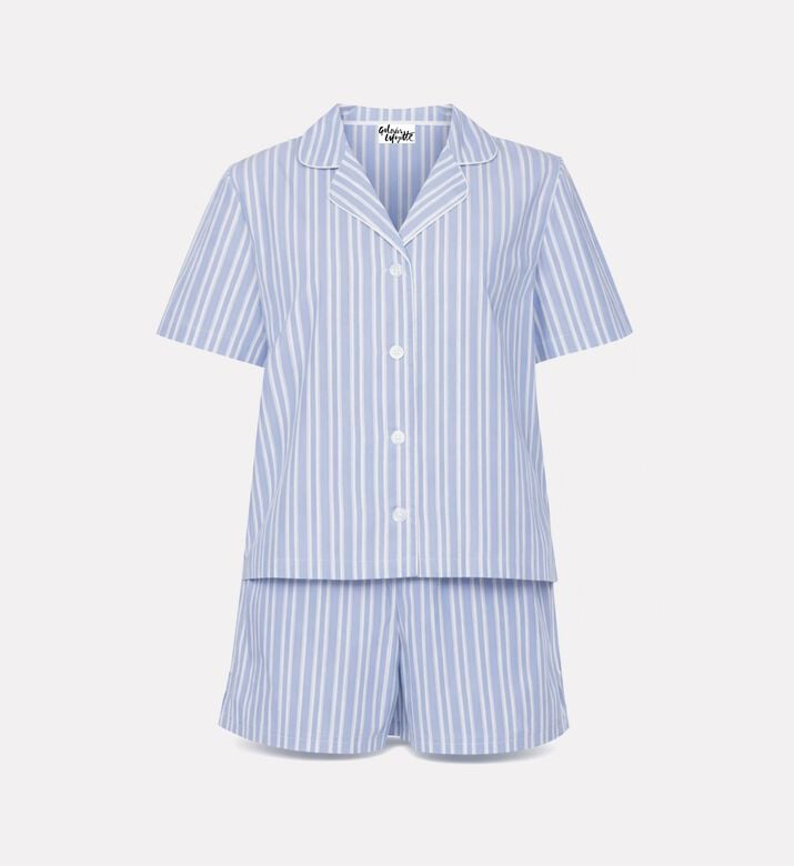 Galeries Lafayette Contrast Piping Striped Shirt Shorts Set, Packshot View