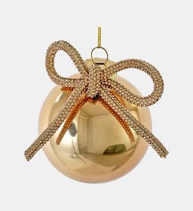 Shishi Glass Ball Shiny With Bow, Gold, 8-cm, Packshot View