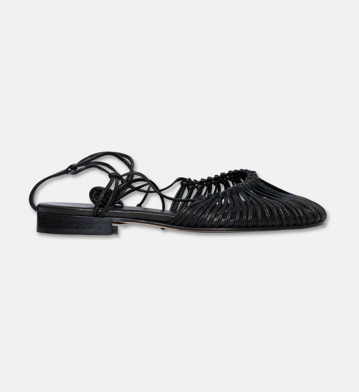 Hereu Round-toe Knotted Sandals, Black, Eu-36, Packshot View