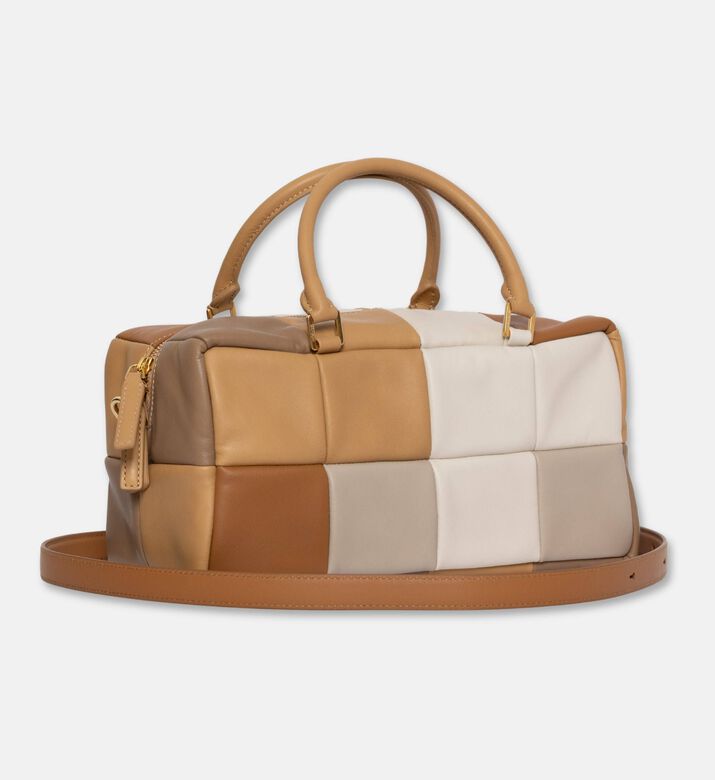 Mlouye Grid Leather Quilted Pattern Bag, Off-white, Packshot View