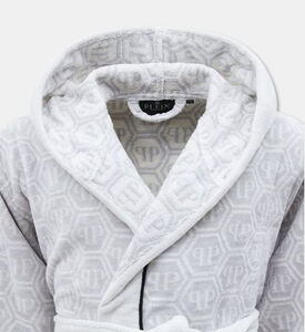 Philip Plein Logo-print Hooded Bath Robe, White, L-xl, Packshot View