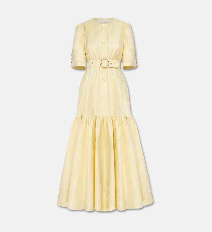 Poca and Poca Button-down Jacquard Floral-print Maxi Dress, Packshot View