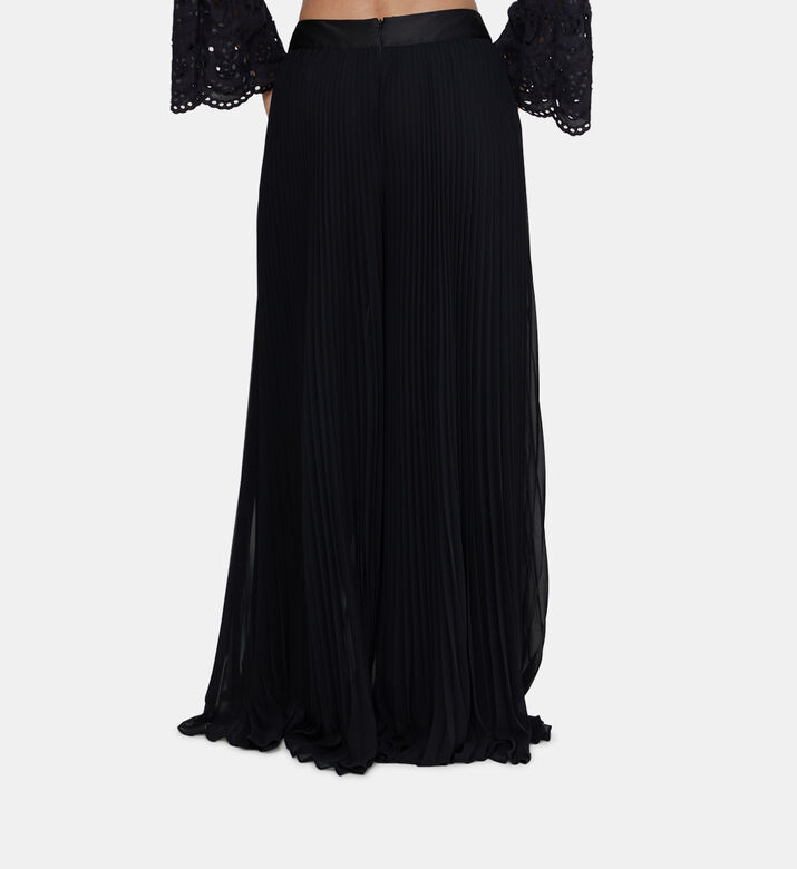 Wide-legged Flared Pleated Pants