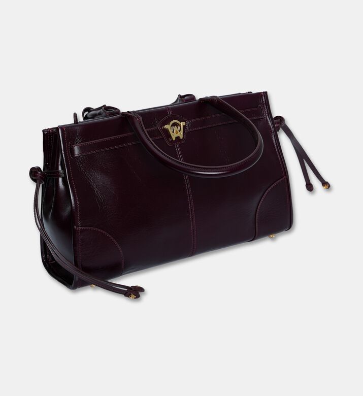 Manc Leather Structured Top-handle Bag, Burgundy, Packshot View