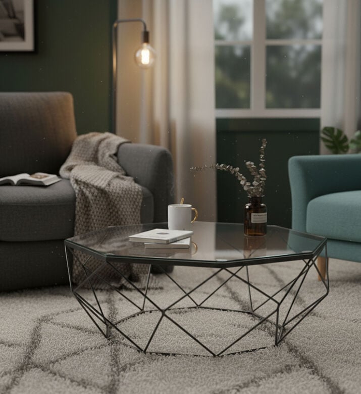 Home Deco and More Hexnet Diameter Coffee Table, Packshot View Home Deco and More Hexnet Diameter Coffee Table, Packshot View