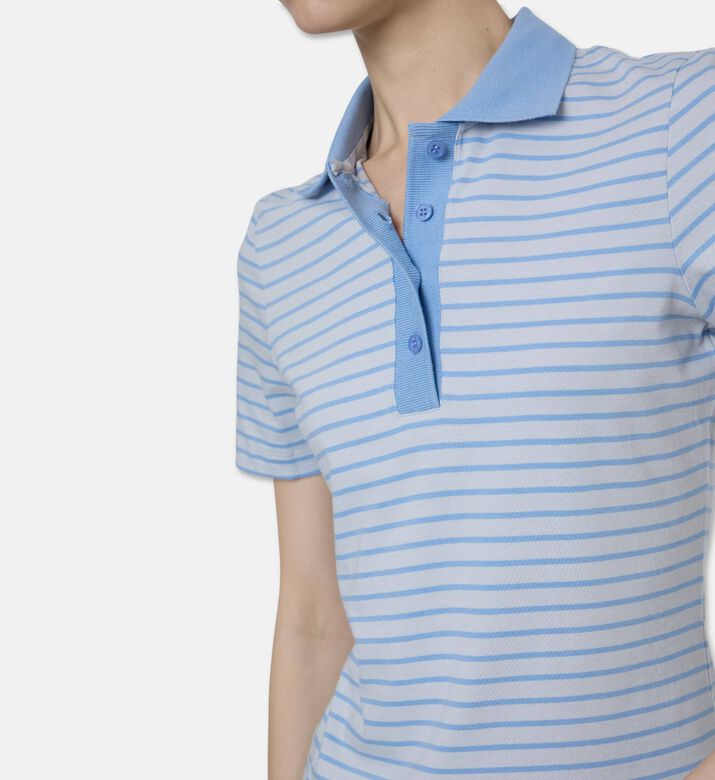Samsoe Horizontal Striped Polo Shirt, Model View
