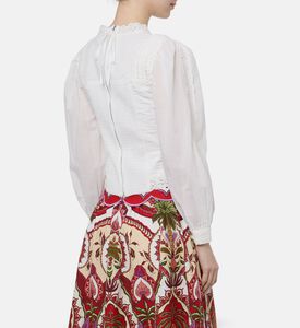 Farm Rio Crochet Long-sleeve Blouse, Model View