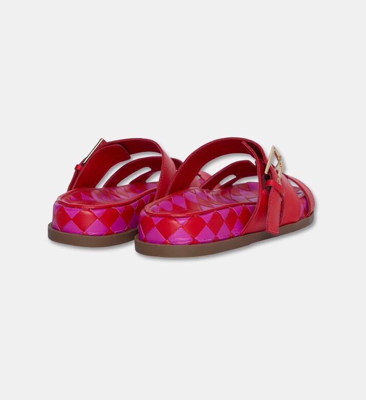 Arezzo Leather Multi-strap Slippers, Red, Eu-39, Packshot View