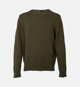 سترة محبوكة طويلة الأكمام ومثقبة