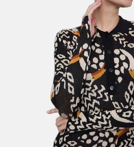 Farm Rio Toucan-embroidery Long-sleeve Polo Shirt, Model View