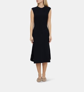 Sheer Fluted Stripe Flare Midi Dress Sheer Fluted Stripe Flare Midi Dress