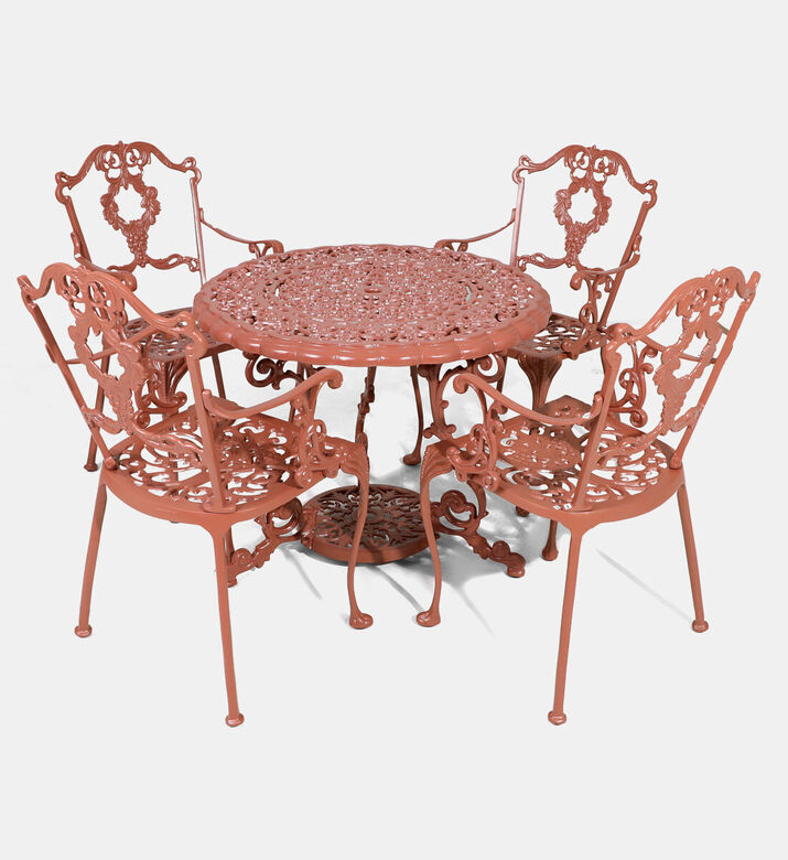 Home Deco and More Antoinette Dining Table With 4 Chairs Red 100 Cm, Packshot View