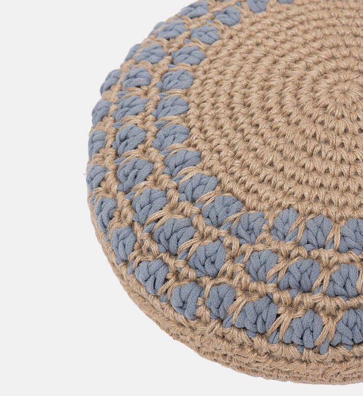 Home Deco and More Jalsa Cotton Round Filled And Vaccumed Cushion, Blue, Packshot View Home Deco and More Jalsa Cotton Round Filled And Vaccumed Cushion, Blue, Packshot View