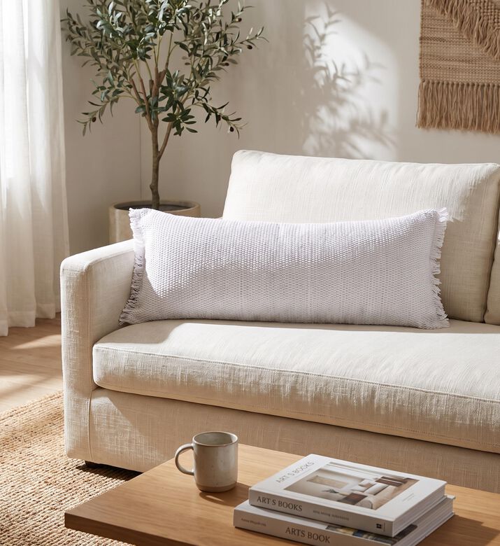 Home Deco and More Raffa Frayed Edges Cushion, Packshot View