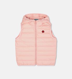 جاكيت بافر وردي بدون أكمام مع هودي