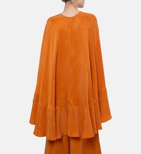 Niluu Ruffle Hem Sleeveless Cape, Model View