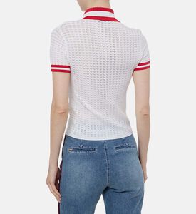 قميص بولو قصير الأكمام محبوك ومخطط