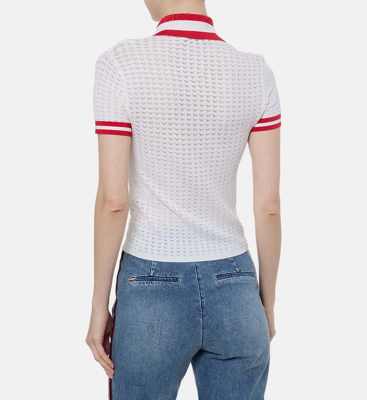 قميص بولو قصير الأكمام محبوك ومخطط