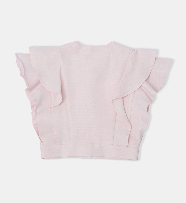 بلوزة قصيرة بأكمام مكشكشة