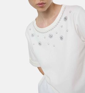 Weill Pearl-embellishment Cuffed Sleeve Top, Model View