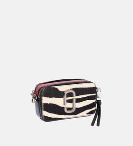 حقيبة سناب شوت بنقشة زيبرا وشعيرات العجل