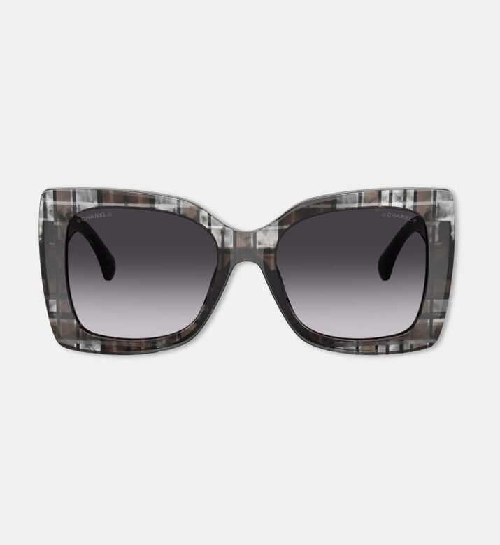 Chanel Acetate Square-shaped Sunglasses, Black, Packshot View