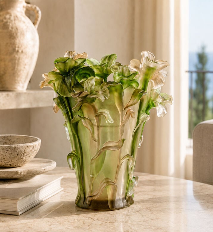 Cristal de Paris Art Nouveau-inspired Glass Vase, Packshot View