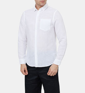 قميص بوبلين من القطن والكتان بقصة عادية