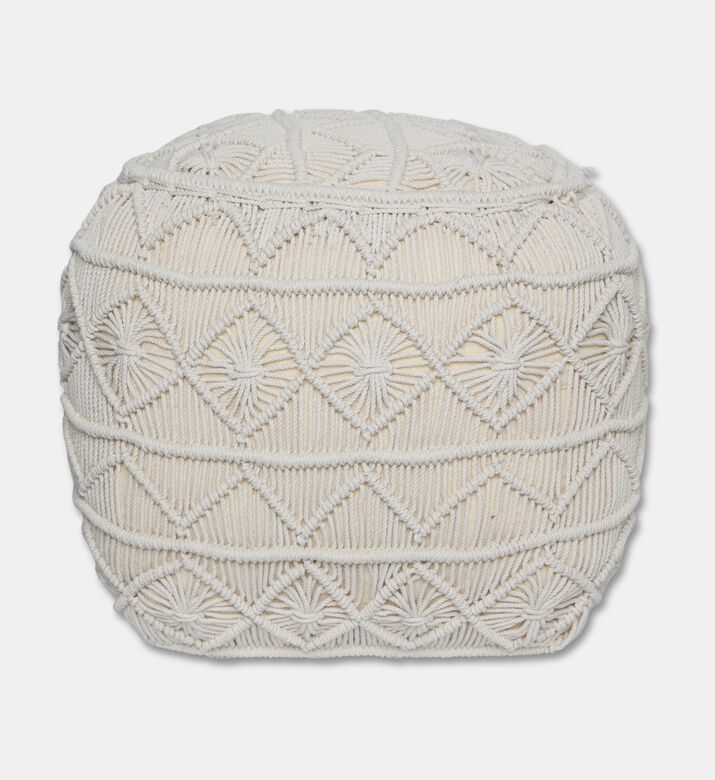 Home Deco and More Moulin Natural Cotton Pouf, Packshot View