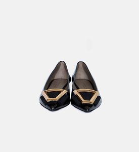 حذاء باليه مسطح جلد لامع