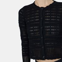 Ajaline Open-work Crewneck Cardigan