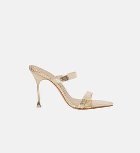 حذاء مفتوح من الخلف جلد بلمسة نهائية ذهبية