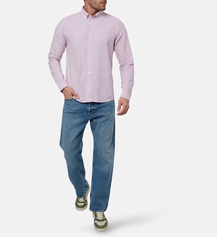 Les Deux Stripe-print Button Closure Shirt, Pink, M, Model View