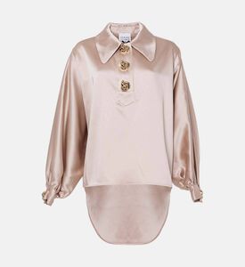 Edward Achour Paris Gathered Sleeve Button-down Blouse, Packshot View