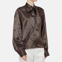 Viscose Long-sleeve Neck Tie Shirt