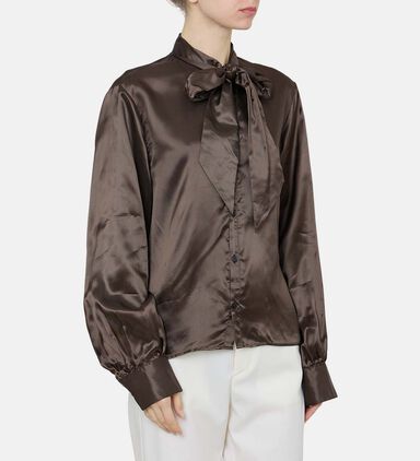 Viscose Long-sleeve Neck Tie Shirt