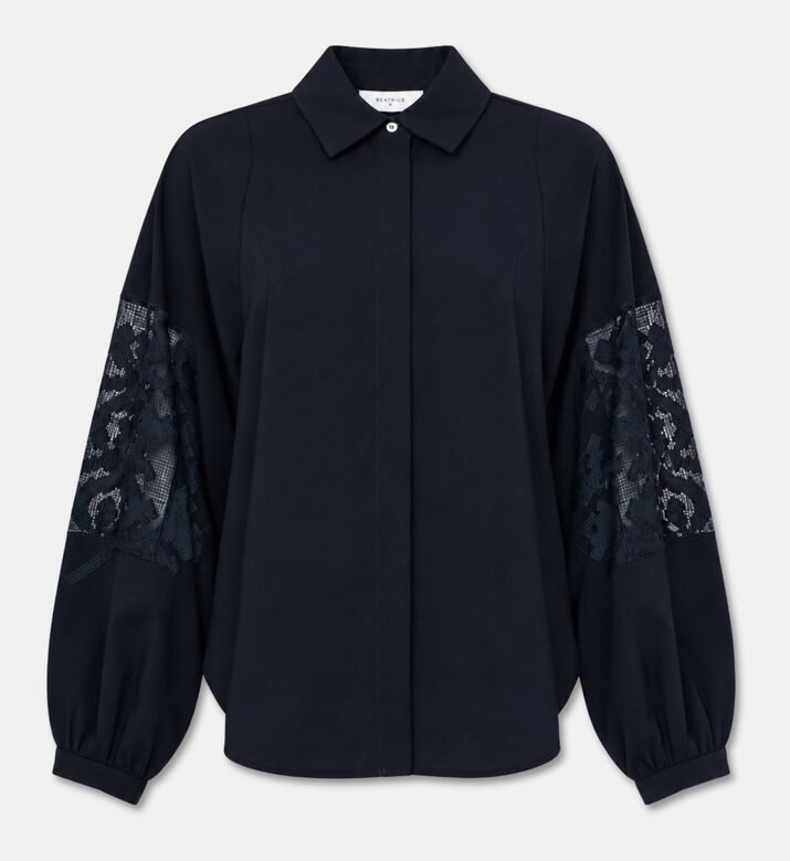 Beatrice B Embroidered Sleeve Relaxed Shirt, Packshot View