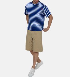 تيشيرت بياقة دائرية مخططة قطن