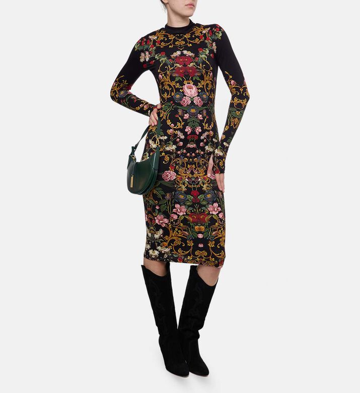 Alice and Olivia Delora Baroque Floral-print Midi Dress, Model View