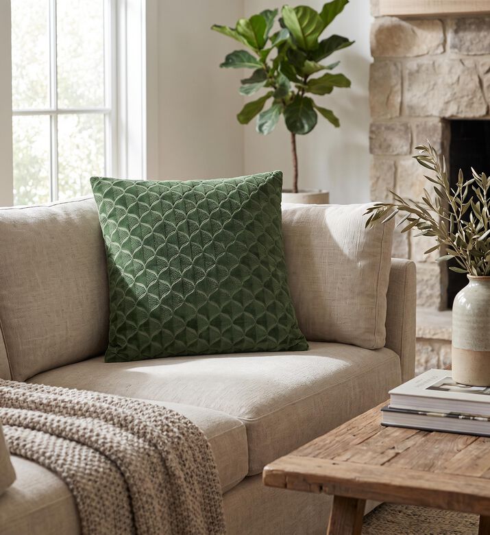 Home Deco and More Fish Scale Embroidered Cushion, Packshot View